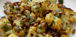 Coliflor al Horno, Mantequilla y Semillas de Calabaza